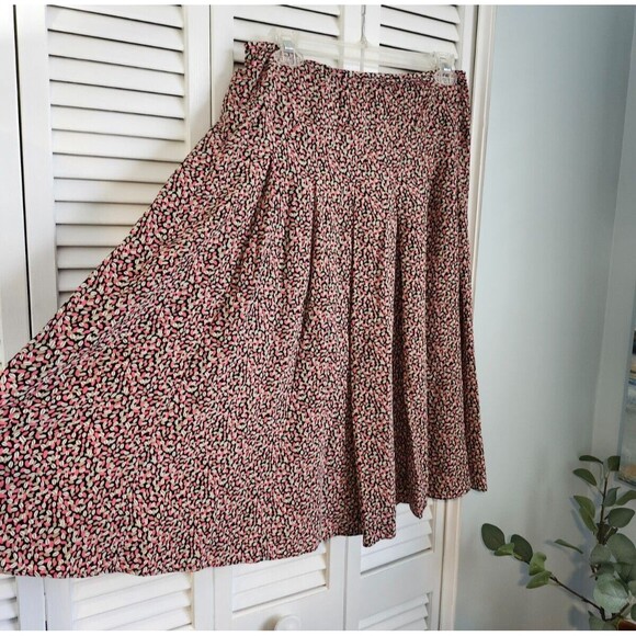 100% Silk Skirt size Large Talbots Pink Black - Picture 3 of 9